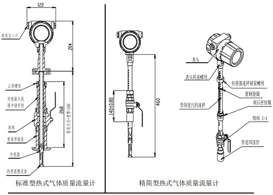 熱式空氣質(zhì)量流量計插入式結(jié)構(gòu)圖