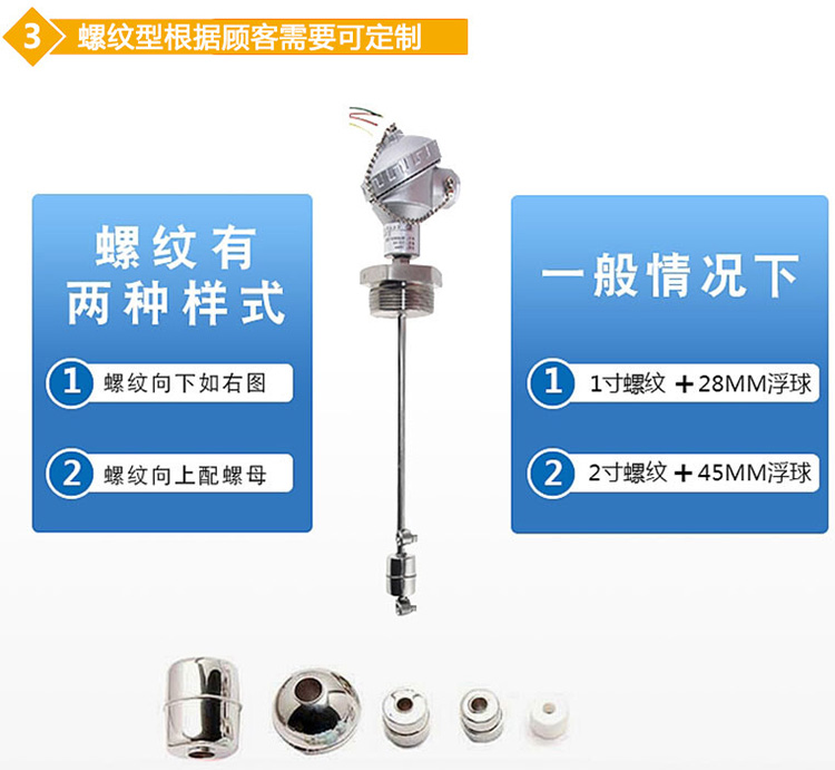 頂裝式浮球液位計(jì)螺紋分類(lèi)圖