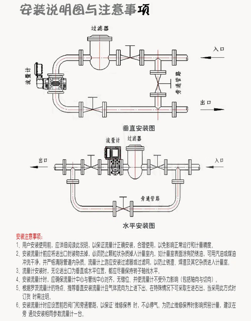 智能羅茨流量計安裝說明圖